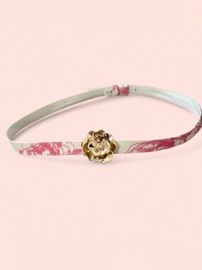 Gold Floral Buckle Pink & Cream Women's Belt